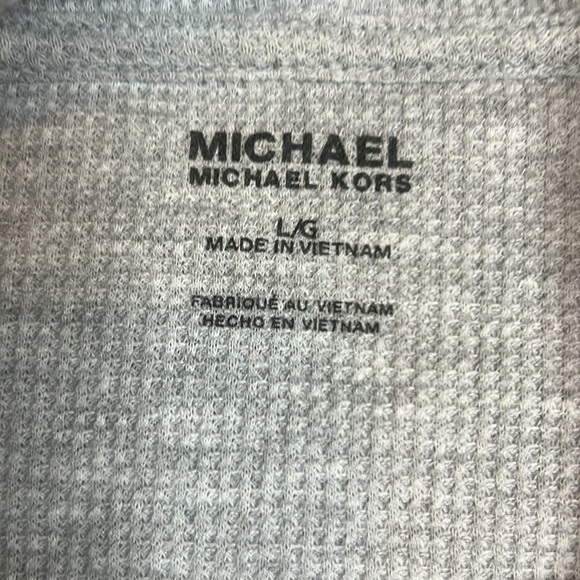 Michael Kors Waffle Knit Oversized Cowl Turtleneck Sparkle Logo sz L - Picture 4 of 6